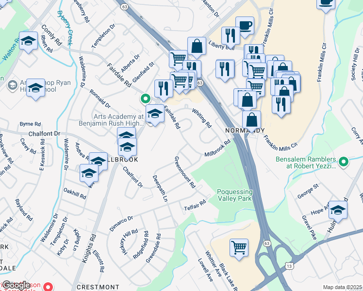 map of restaurants, bars, coffee shops, grocery stores, and more near 4200 Greenmount Road in Philadelphia