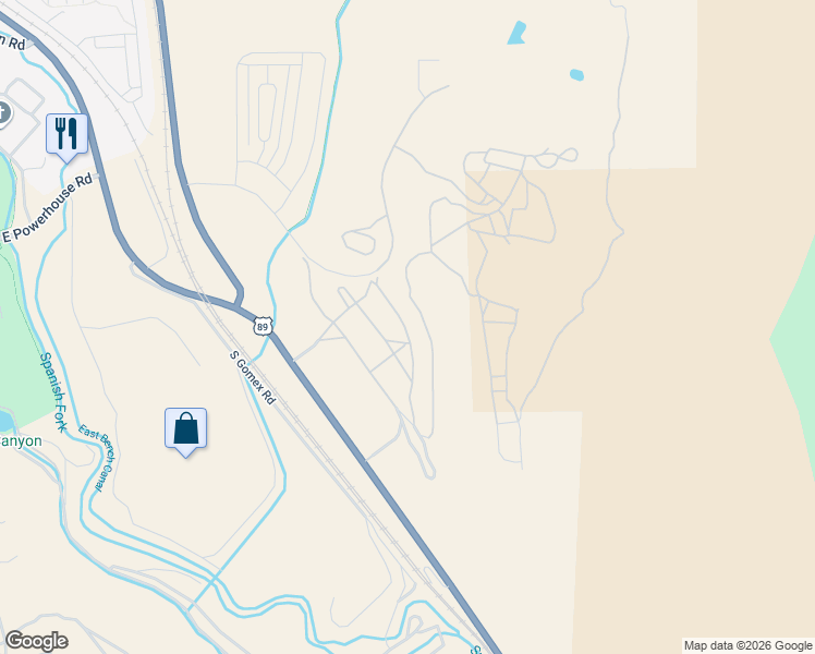 map of restaurants, bars, coffee shops, grocery stores, and more near 5286 South Acacia Drive in Spanish Fork