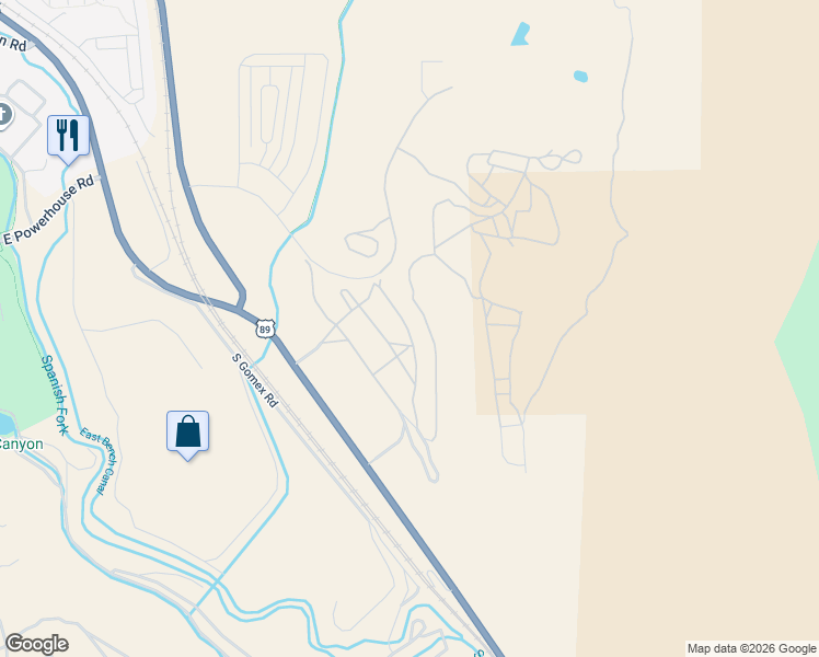 map of restaurants, bars, coffee shops, grocery stores, and more near 5280 South Acacia Drive in Spanish Fork