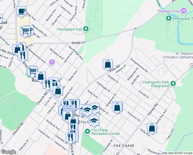 map of restaurants, bars, coffee shops, grocery stores, and more near in Philadelphia