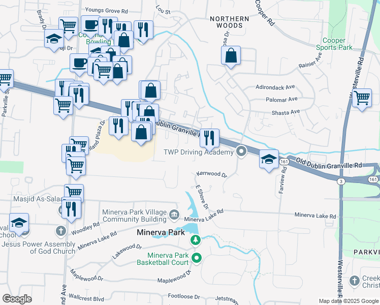 map of restaurants, bars, coffee shops, grocery stores, and more near 2841 East Dublin Granville Road in Columbus