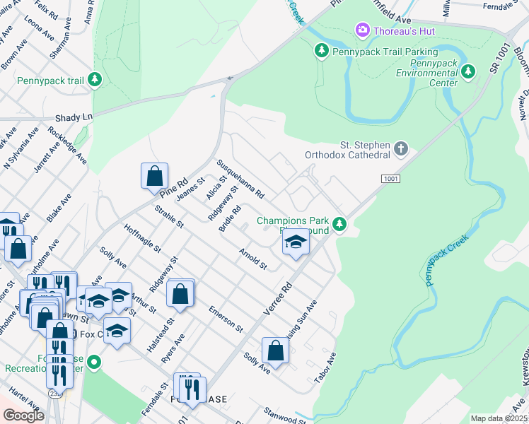 map of restaurants, bars, coffee shops, grocery stores, and more near 733 Bergen Street in Philadelphia