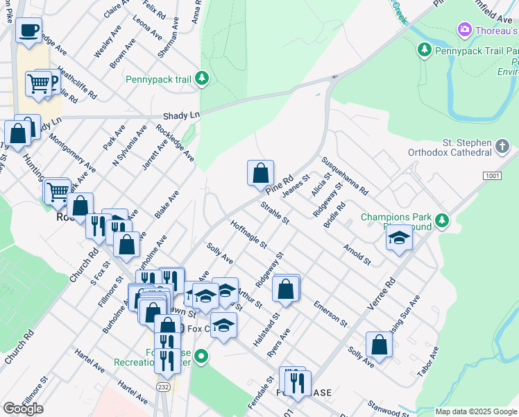 map of restaurants, bars, coffee shops, grocery stores, and more near 408 Strahle St in Philadelphia
