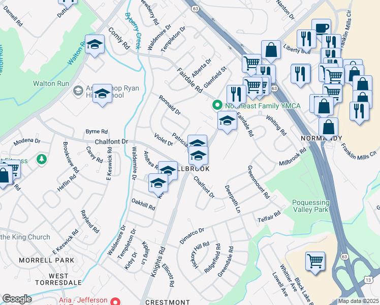 map of restaurants, bars, coffee shops, grocery stores, and more near 9 Biggans Place in Philadelphia