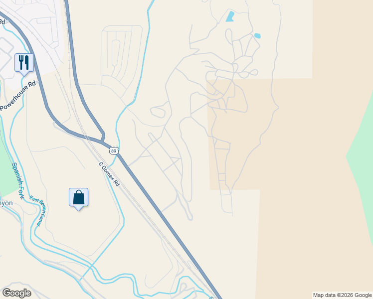 map of restaurants, bars, coffee shops, grocery stores, and more near 5295 South Acacia Drive in Spanish Fork