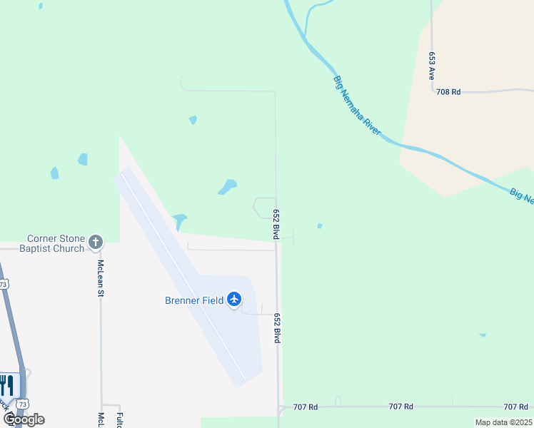 map of restaurants, bars, coffee shops, grocery stores, and more near 70759 652 Boulevard in Falls City