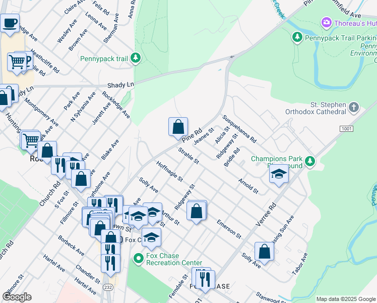 map of restaurants, bars, coffee shops, grocery stores, and more near 419 Strahle Street in Philadelphia