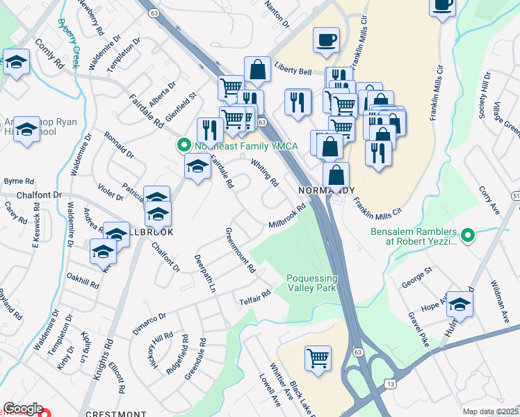 map of restaurants, bars, coffee shops, grocery stores, and more near 4240 Lawnside Road in Philadelphia
