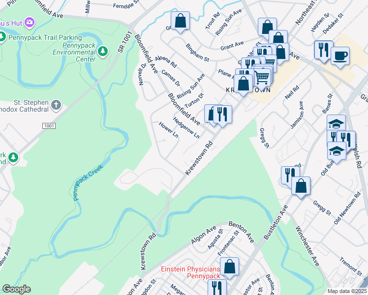 map of restaurants, bars, coffee shops, grocery stores, and more near 8874 Alton Street in Philadelphia