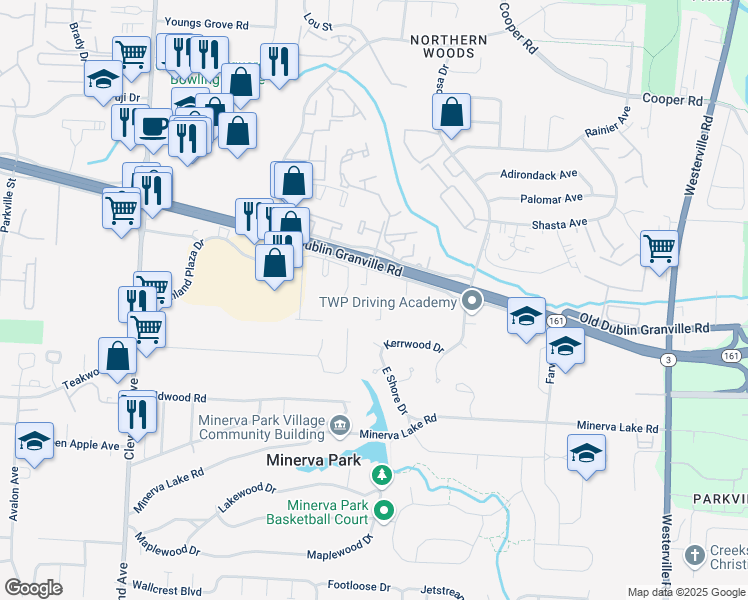 map of restaurants, bars, coffee shops, grocery stores, and more near 2841 East Dublin Granville Road in Columbus