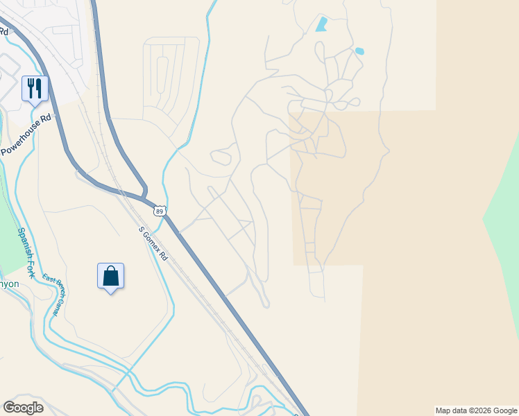 map of restaurants, bars, coffee shops, grocery stores, and more near 5291 South Acacia Drive in Spanish Fork