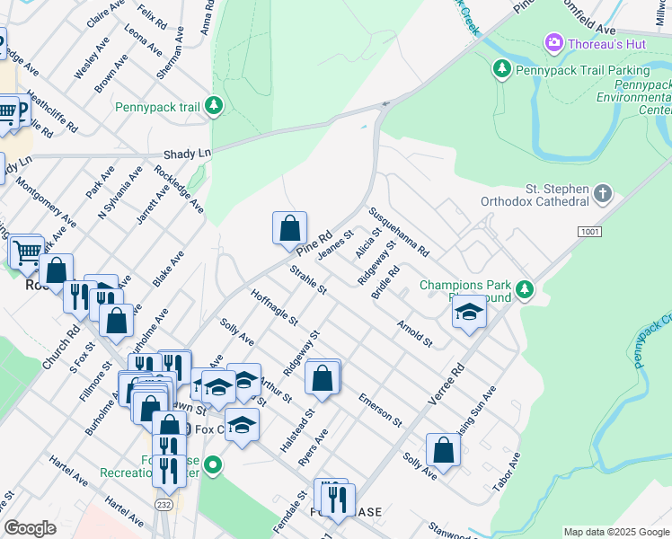 map of restaurants, bars, coffee shops, grocery stores, and more near 527 Arnold Street in Philadelphia