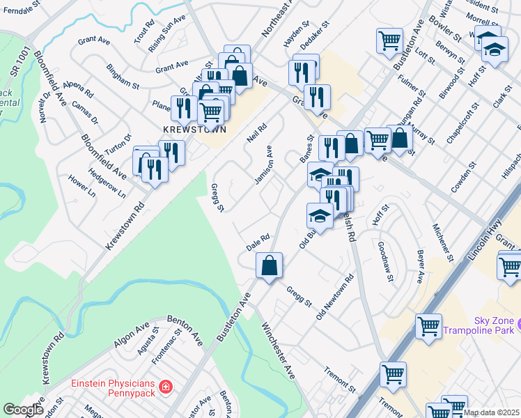 map of restaurants, bars, coffee shops, grocery stores, and more near 9200 Bustleton Avenue in Philadelphia