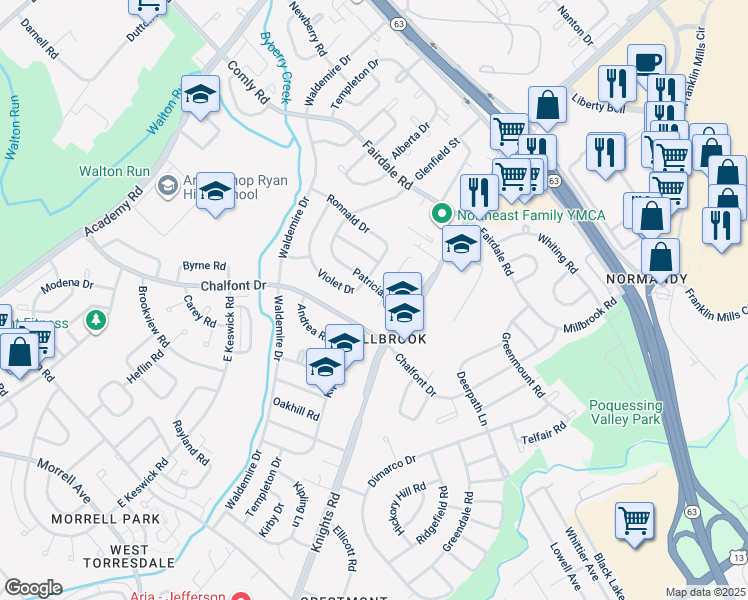 map of restaurants, bars, coffee shops, grocery stores, and more near 6 Biggans Place in Philadelphia