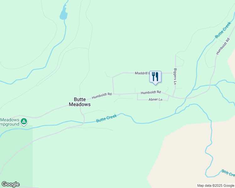 map of restaurants, bars, coffee shops, grocery stores, and more near 7472 Humboldt Road in Forest Ranch