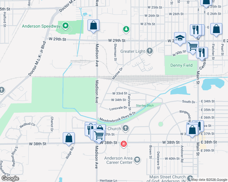 map of restaurants, bars, coffee shops, grocery stores, and more near 554 Andover Road in Anderson