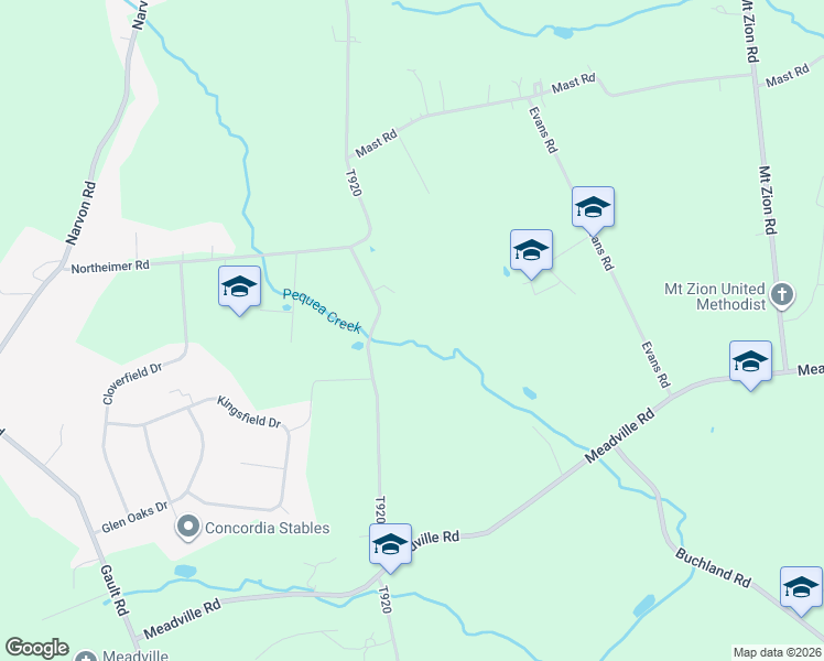 map of restaurants, bars, coffee shops, grocery stores, and more near 724 Red Hill Road in Narvon