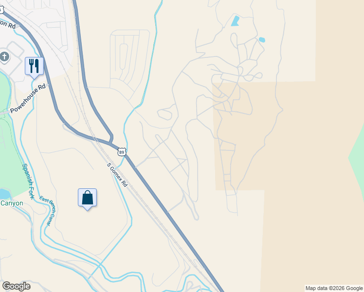 map of restaurants, bars, coffee shops, grocery stores, and more near 5244 South Acacia Drive in Spanish Fork