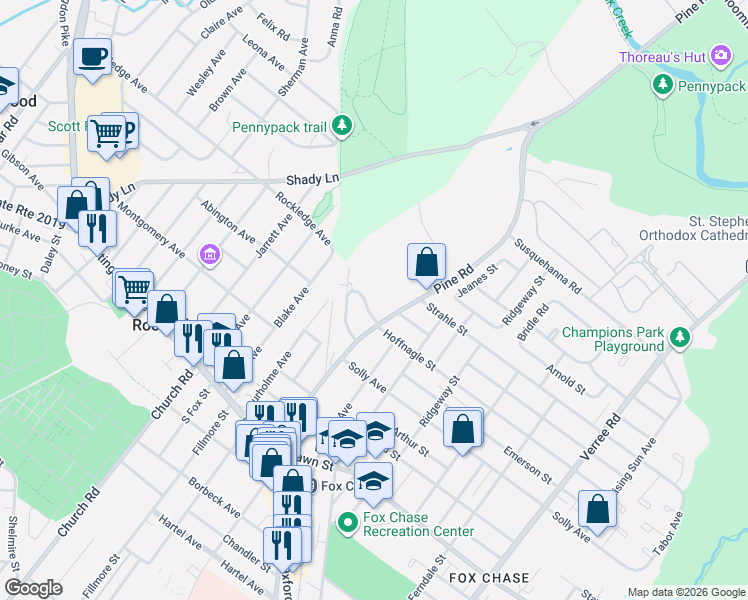 map of restaurants, bars, coffee shops, grocery stores, and more near in Philadelphia