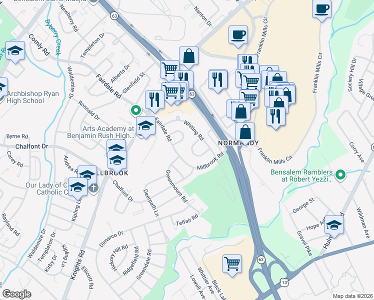 map of restaurants, bars, coffee shops, grocery stores, and more near 4246 Lawnside Road in Philadelphia
