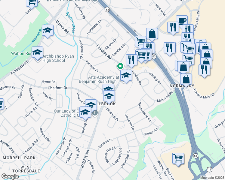 map of restaurants, bars, coffee shops, grocery stores, and more near in Philadelphia