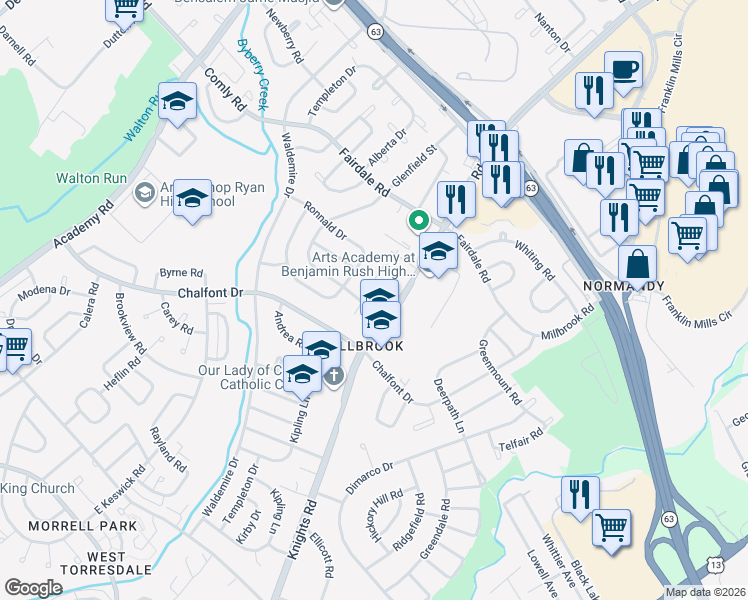 map of restaurants, bars, coffee shops, grocery stores, and more near in Philadelphia