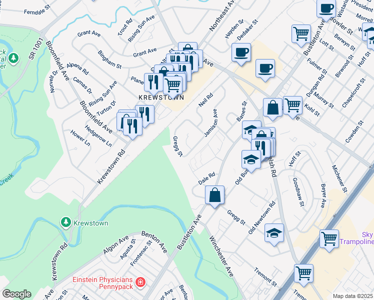 map of restaurants, bars, coffee shops, grocery stores, and more near 1532 Marcy Place in Philadelphia