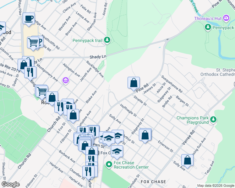 map of restaurants, bars, coffee shops, grocery stores, and more near in Philadelphia