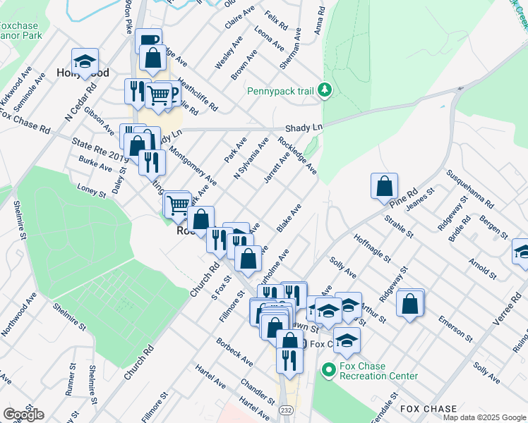 map of restaurants, bars, coffee shops, grocery stores, and more near 109 Robbins Avenue in Rockledge