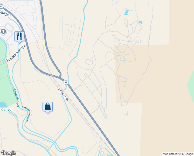 map of restaurants, bars, coffee shops, grocery stores, and more near 5232 South Acacia Drive in Spanish Fork