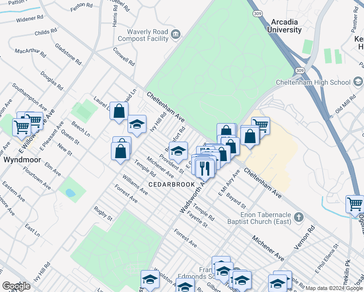 map of restaurants, bars, coffee shops, grocery stores, and more near 930 East McPherson Street in Philadelphia