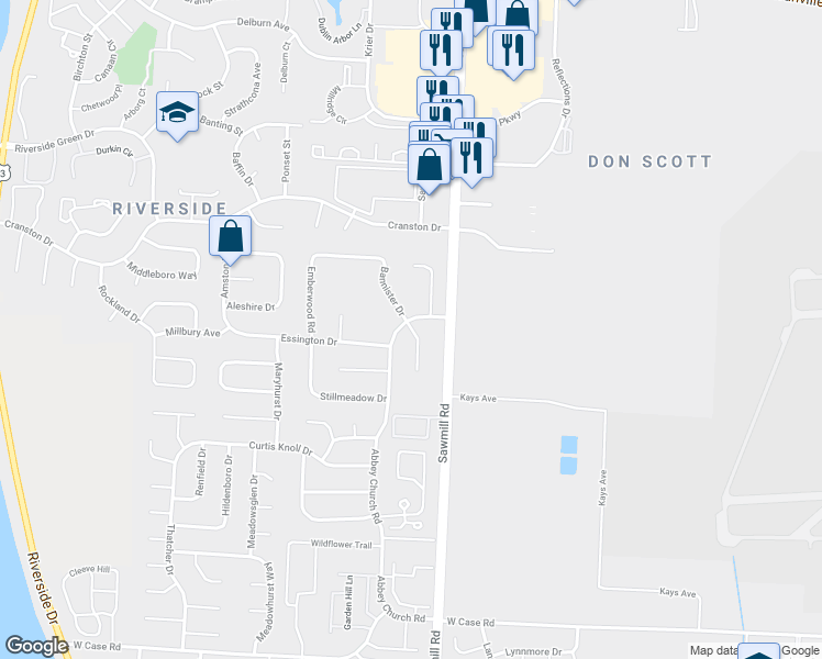 map of restaurants, bars, coffee shops, grocery stores, and more near 6235 Michaelkenney Lane in Dublin