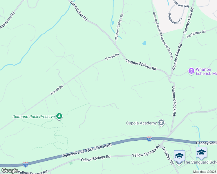 map of restaurants, bars, coffee shops, grocery stores, and more near 4219 Howell Road in Malvern
