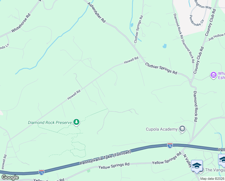 map of restaurants, bars, coffee shops, grocery stores, and more near 4219 Howell Road in Malvern