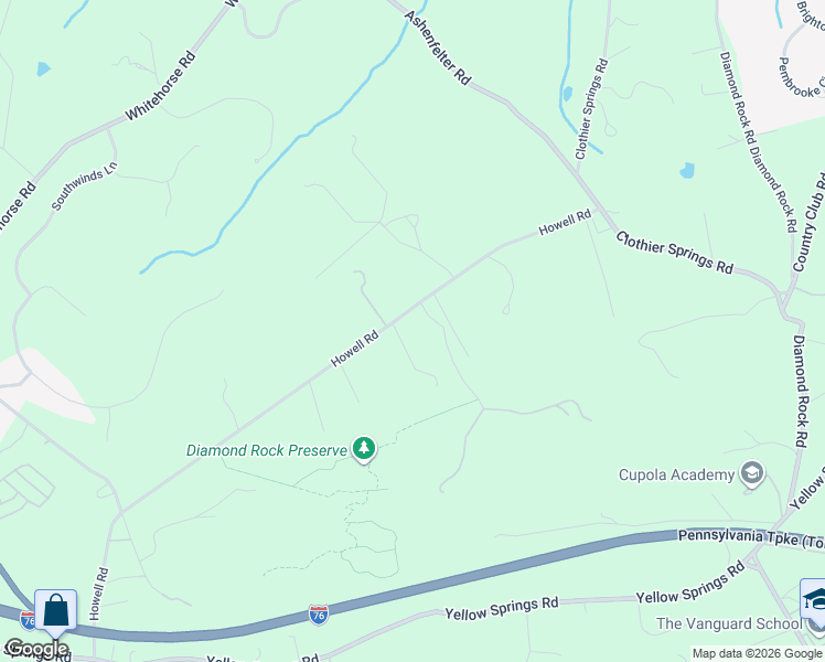 map of restaurants, bars, coffee shops, grocery stores, and more near 1 Wheelock Lane in Malvern