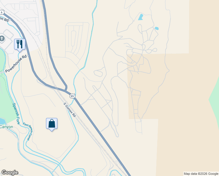 map of restaurants, bars, coffee shops, grocery stores, and more near 5221 South Acacia Drive in Spanish Fork