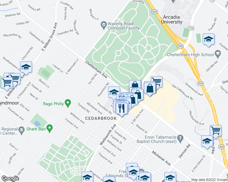 map of restaurants, bars, coffee shops, grocery stores, and more near 1630 McPherson Street in Philadelphia