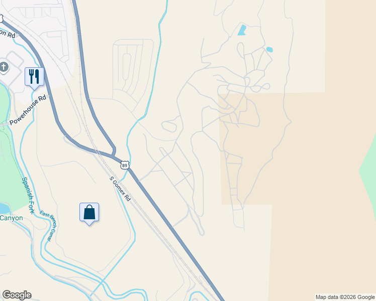 map of restaurants, bars, coffee shops, grocery stores, and more near 5215 South Acacia Drive in Spanish Fork