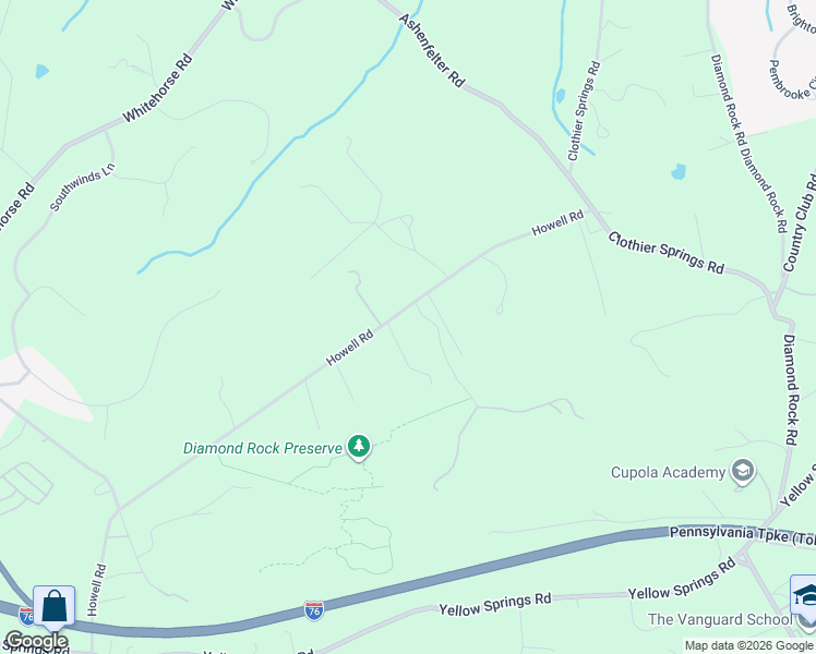 map of restaurants, bars, coffee shops, grocery stores, and more near 1 Wheelock Lane in Malvern