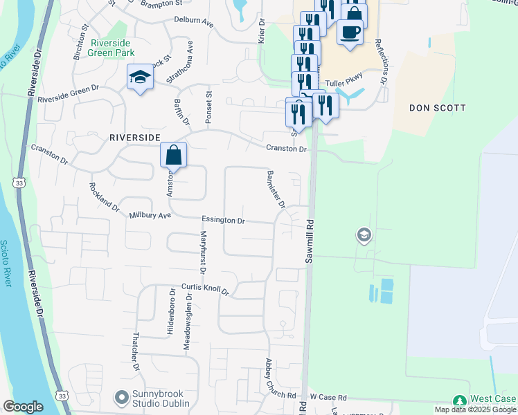 map of restaurants, bars, coffee shops, grocery stores, and more near 2949 Rushbury Drive in Dublin