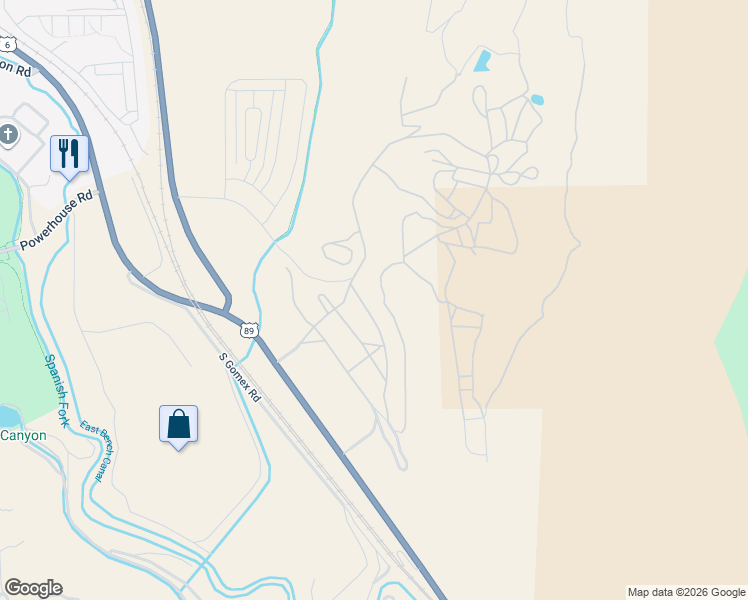 map of restaurants, bars, coffee shops, grocery stores, and more near 5209 South Acacia Drive in Spanish Fork