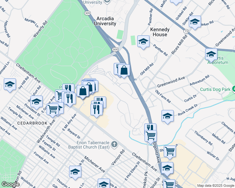map of restaurants, bars, coffee shops, grocery stores, and more near in Montgomery County