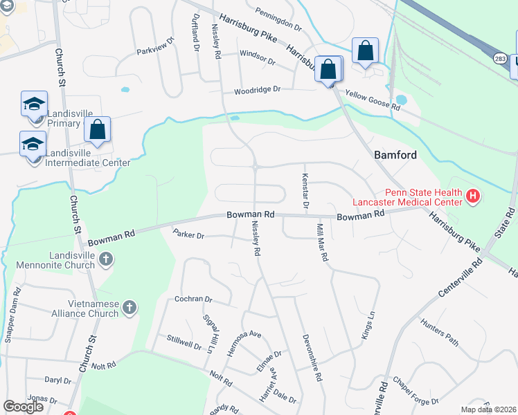 map of restaurants, bars, coffee shops, grocery stores, and more near 1571 Wheatfield Vista in Lancaster County