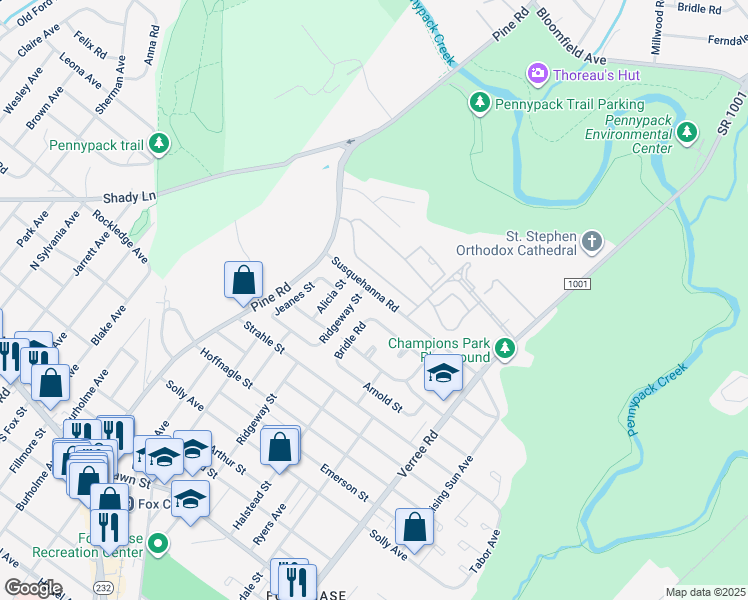 map of restaurants, bars, coffee shops, grocery stores, and more near 702 Susquehanna Road in Philadelphia