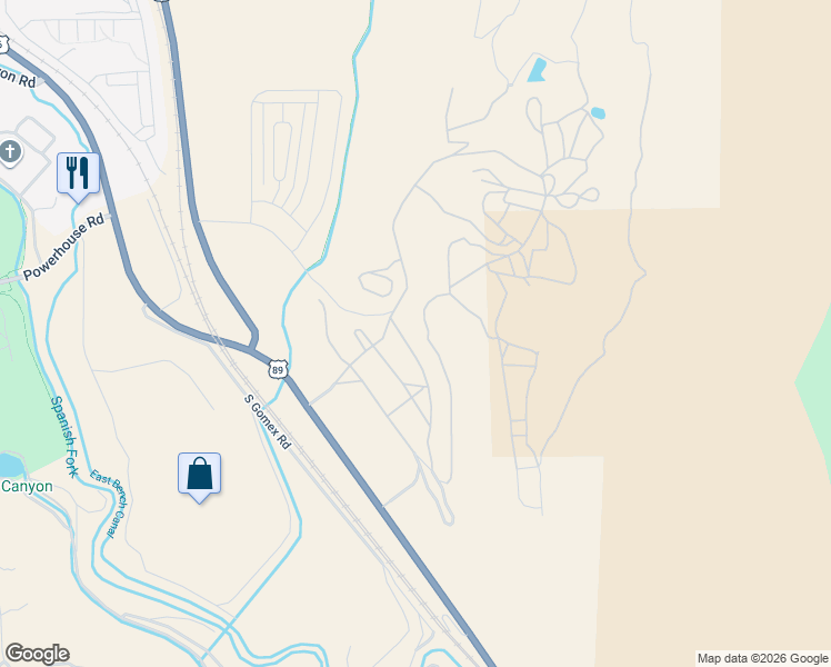 map of restaurants, bars, coffee shops, grocery stores, and more near 5205 South Acacia Drive in Spanish Fork