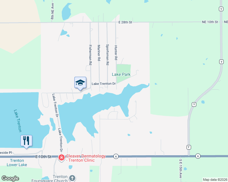 map of restaurants, bars, coffee shops, grocery stores, and more near 1801-1899 Hunter Road in Trenton