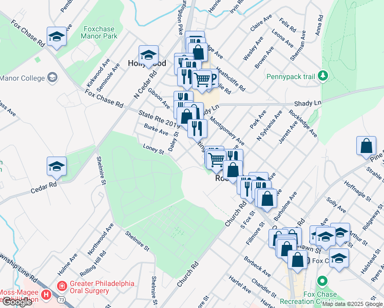 map of restaurants, bars, coffee shops, grocery stores, and more near 623 Burke Avenue in Rockledge