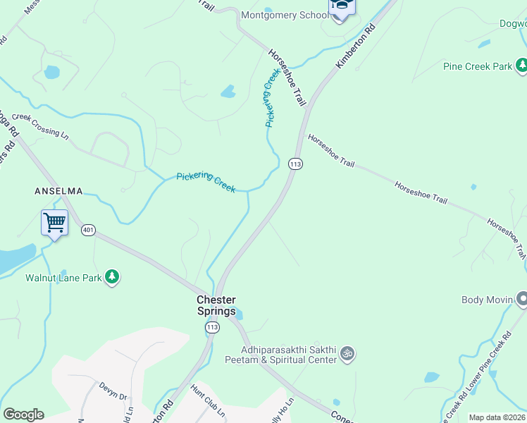 map of restaurants, bars, coffee shops, grocery stores, and more near 1001 Kimberton Road in Chester Springs