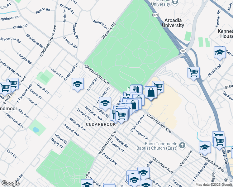 map of restaurants, bars, coffee shops, grocery stores, and more near 1630 McPherson Street in Philadelphia