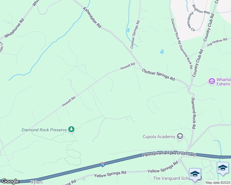 map of restaurants, bars, coffee shops, grocery stores, and more near 2 Heatherwood Drive in Malvern